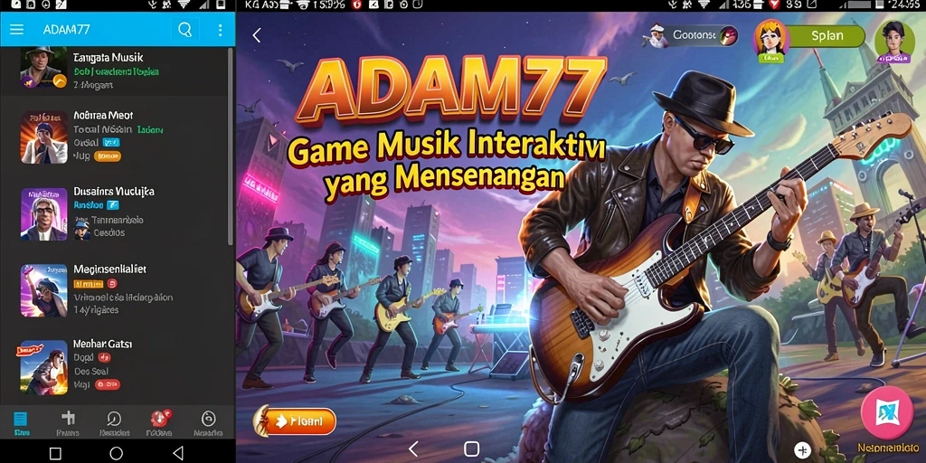Screenshot menampilkan gameplay menarik dari game musik ADAM77.