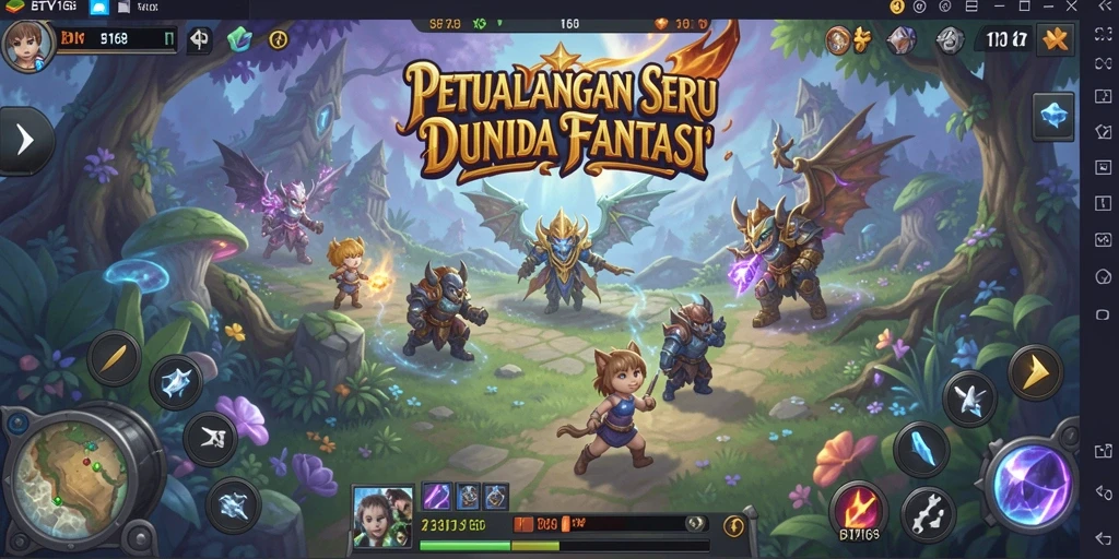 Screenshot gameplay BTV168 menunjukkan petualangan menakjubkan di dunia fantasi.