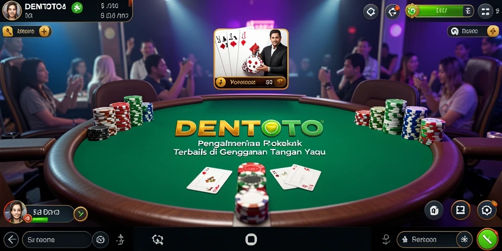 Tampilan gameplay DENTOTO yang menampilkan suasana permainan poker yang mendebarkan.