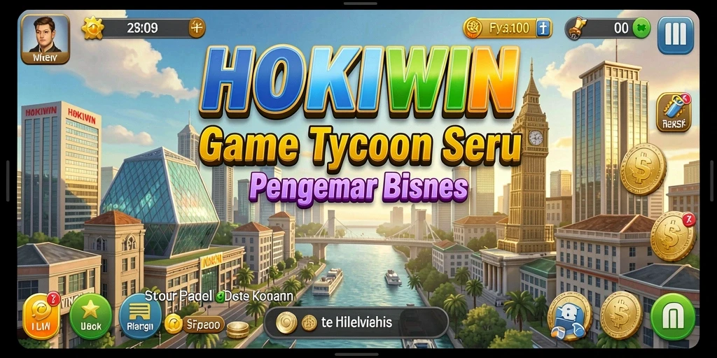 Tampilan gameplay HOKIWIN yang menampilkan pengelolaan bisnis Tycoon.