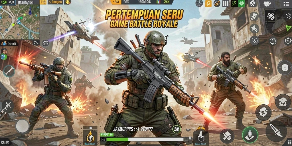 Gameplay intens dan seru di JAYATOP77 Battle Royale.