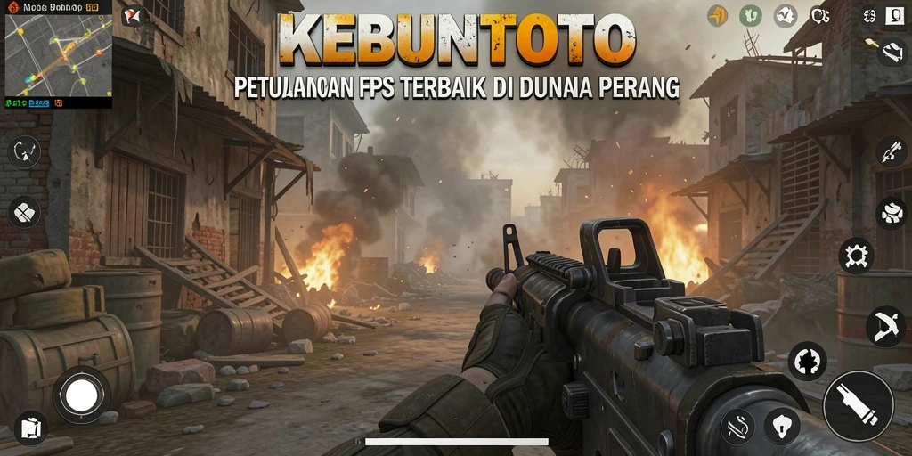 Screenshot gameplay KEBUNTOTO yang menampilkan aksi tembak-menembak seru.