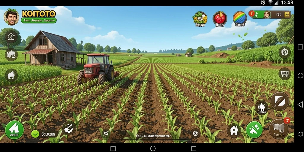 Tampilan gameplay KOITOTO ketika merawat tanaman dan hewan.