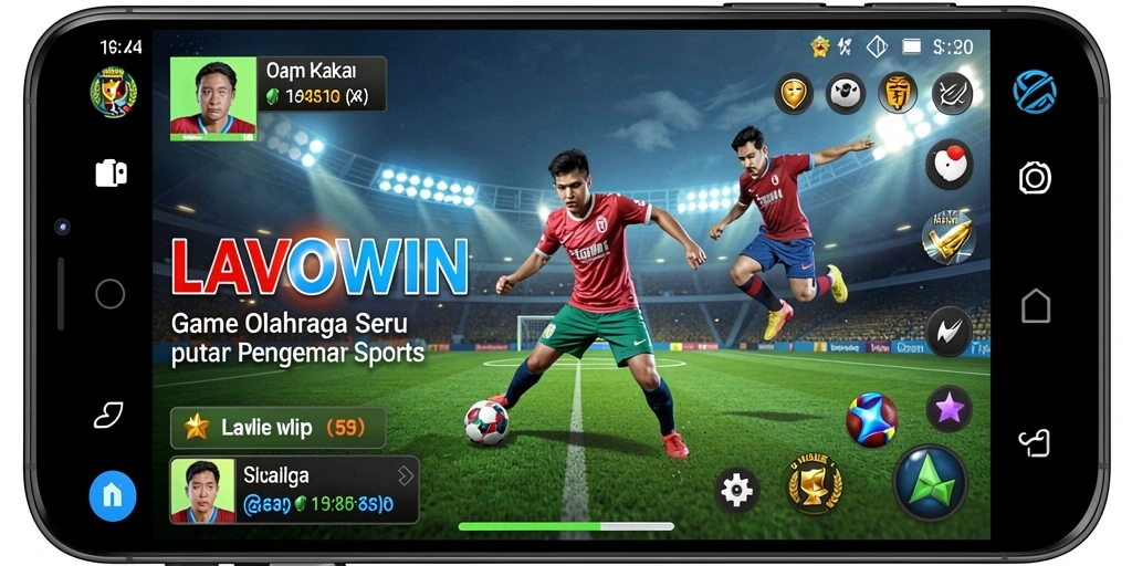 Screenshot LAVOWIN menampilkan aksi seru dalam permainan olahraga.