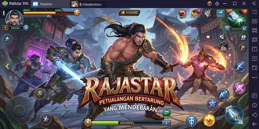 Screenshot yang menampilkan aksi pertarungan seru dalam RAJASTAR.