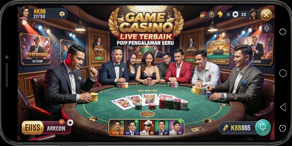 Screenshot RK88 menampilkan dealer langsung dan permainan seru.